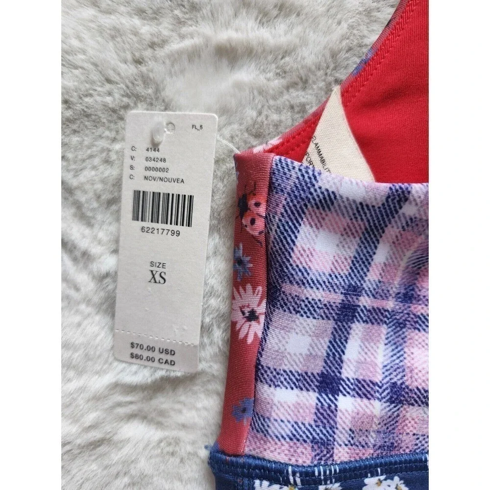 NWT Anthropologie Kachel Floral Contrast Sports Bra Size XS Runs Small